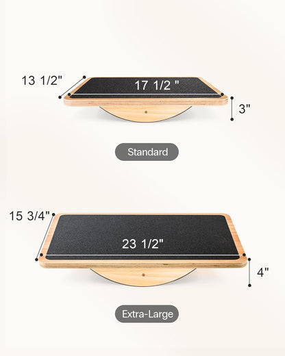 StrongTek Professional Wooden Balance Board, Rocker Board, Wood Standing Desk Accessory, Balancing Board for Under Desk, Anti Slip Roller, Core Strength, Stability, Office Wobble Boards