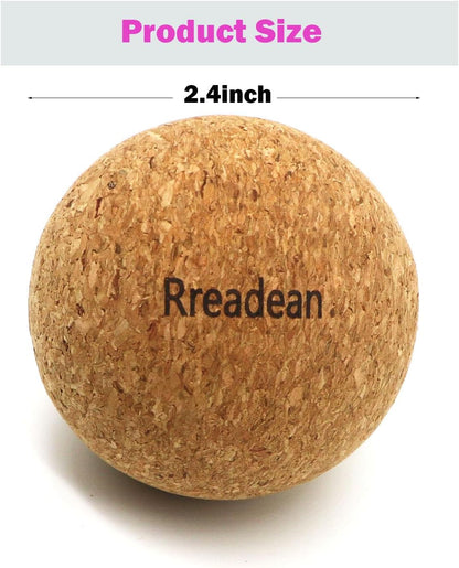 Cork Massage Ball Set for Fascia Release After Exercise, Yoga,Trigger Point Therapy, Relax Muscles, and Relieve Stress,Set of 3 （5.4"*2.4"+2.4"+1.7" Lacrosse Massage Balls