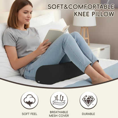 SPRING SEAON Half Moon Bolster Knee Pillow for Back Sleeping Memory Foam Leg Pillow for Ankle and Foot Comfort Under Knee Pillow for Side Sleepers Machine Washable Cover(17" x 7.5" x 4.3")