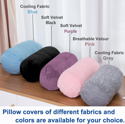 1 MIDDLE ONE Round Cylinder Bolster Pillow with Removable Velvet Cover, Tube Roll Cervical Pillow for Head, Neck, Back and Legs Support, 13" x 6", Grey