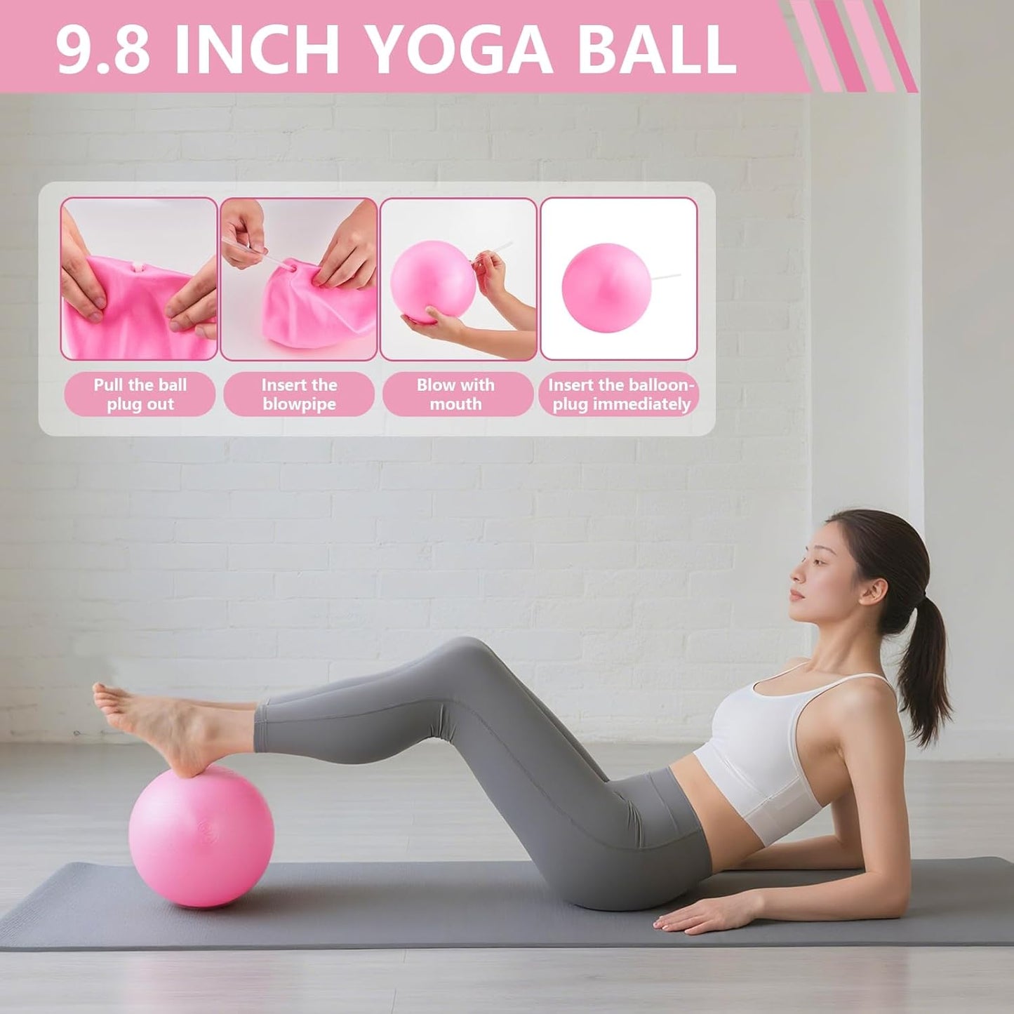 10 Pcs Pilates Equipment Present Pilates Ring Set with Yoga Ring Ball Stretching Strap Risistance Bands Block Gym Bag
