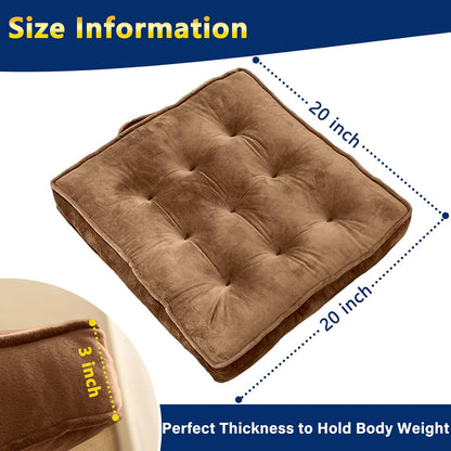 1 MIDDLE ONE Floor Pillow Set of 2, Memory Foam Meditation Cushion, Floor Cushions for Adults Sitting, Large Square Seat Cushions for Yoga, Living Room, 20x20 Inch (Grey)