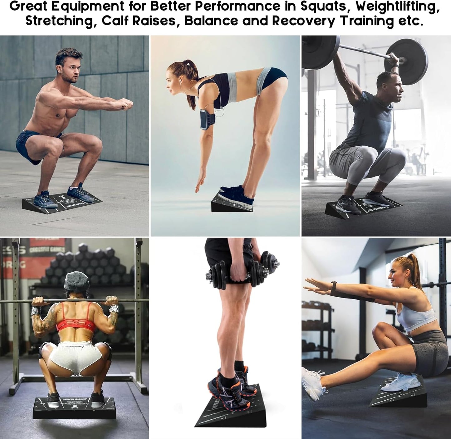 Squat Wedge Block, Professional One-Piece Heel Elevated Slant Board for All-Position Squats, Knees Over Toes, Weightlifting, Calf Stretches ect.. Home and Gym Equipment.