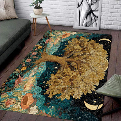 Tree of Life Area Rug – Bohemian Mandala Carpet for Living Room, Bedroom, Meditation Space, Yoga, Spiritual Home Décor – Large Soft Floor Mat for Indoor Decoration (TOL08)