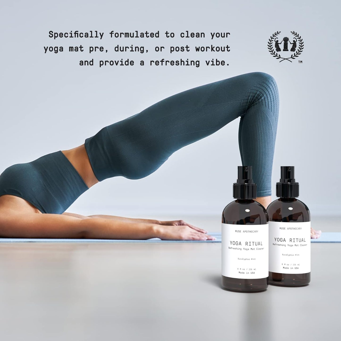 Muse Apothecary Yoga Ritual - Aromatic and Refreshing Yoga Mat Cleaner, 8 oz, Infused with Essential Oils - Eucalyptus Mint