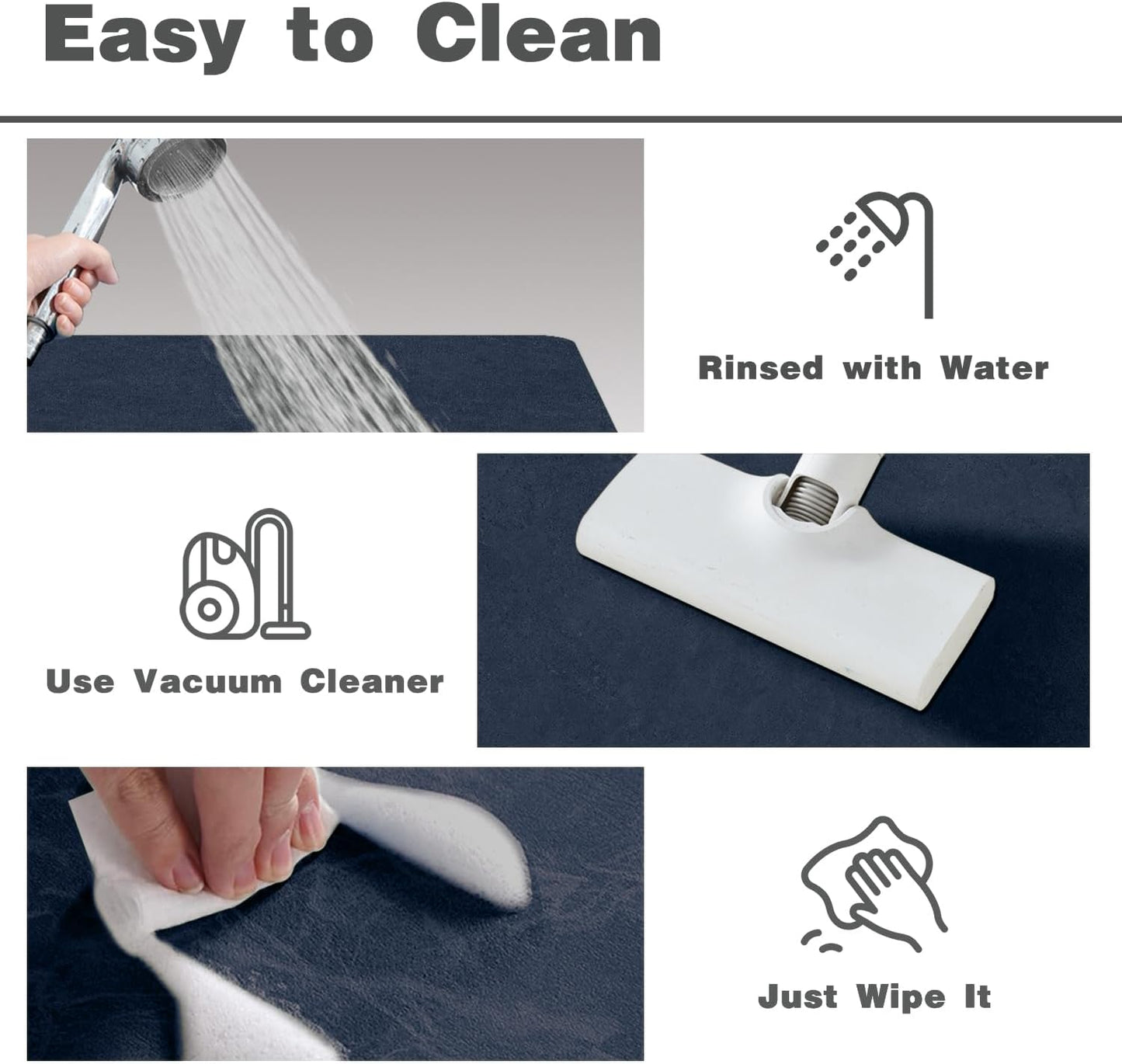 TYUU Bath Mat, Bathroom Rugs Non Slip Washable Thin Absorbent Quick Dry Bath Mat Fits Under Door Bathroom Floor Mat Perfect for Bath, Shower, or Sink 24"x36" Dark Grey