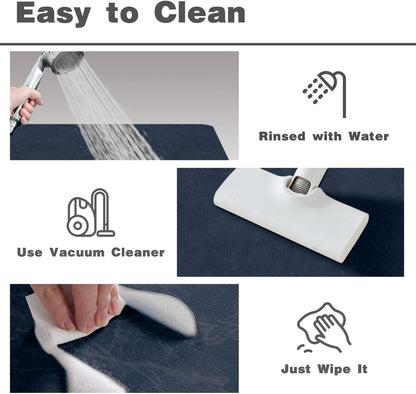 TYUU Bath Mat, Bathroom Rugs Non Slip Washable Thin Absorbent Quick Dry Bath Mat Fits Under Door Bathroom Floor Mat Perfect for Bath, Shower, or Sink 24"x36" Dark Grey