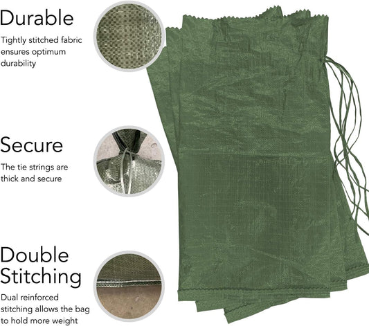 AK TRADING CO. 14" x 26" Poly Sandbags W/UV Protection & Built-in Ties - Flood Water Barrier - Tent Sandbags - Orange