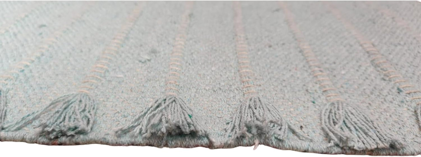 Indian Handmade100 % Organic Anti Skid Multi Colour Cotton Yoga Mat - Eco-Friendly Hand-Woven Rug - Non-Slip & Thick (24”x72”x5mm) for Hot yoga & Everyday Fitness at Home - Comfortable & Foldable Extra-Long Mat