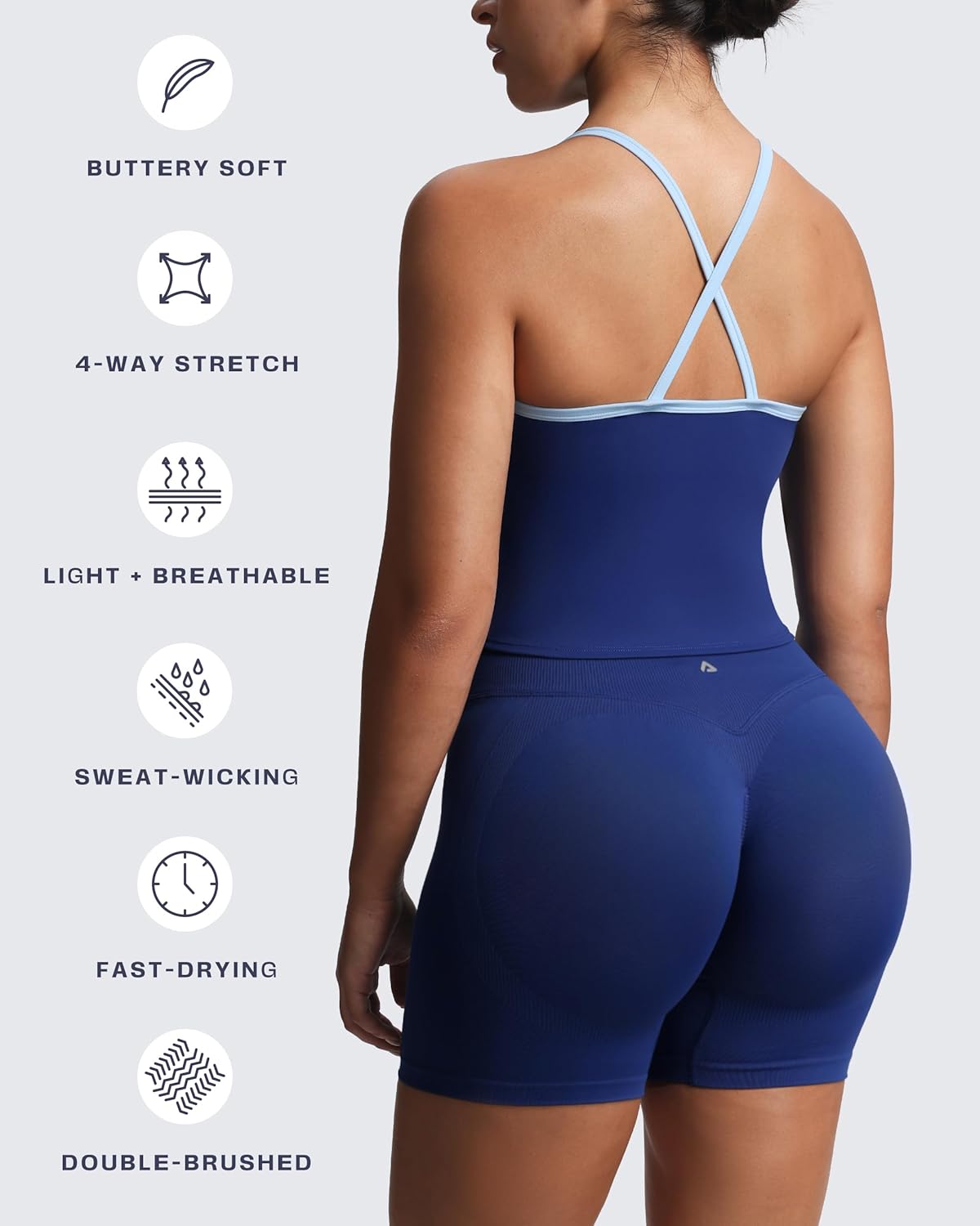 Aoxjox Women's Workout Sleeveless Color Block Lexi Tank Tops Contrasting Strap Cross Back Yoga Curve Longline Crop Top