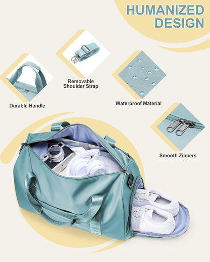 Gym Bag Womens Mens with Shoes Compartment and Wet Pocket Travel Duffel Bag for Women for Plane Sport Gym Tote Bags Swimming Yoga Waterproof Weekend Overnight Carry on Bag Hospital Holdalls - Colors B