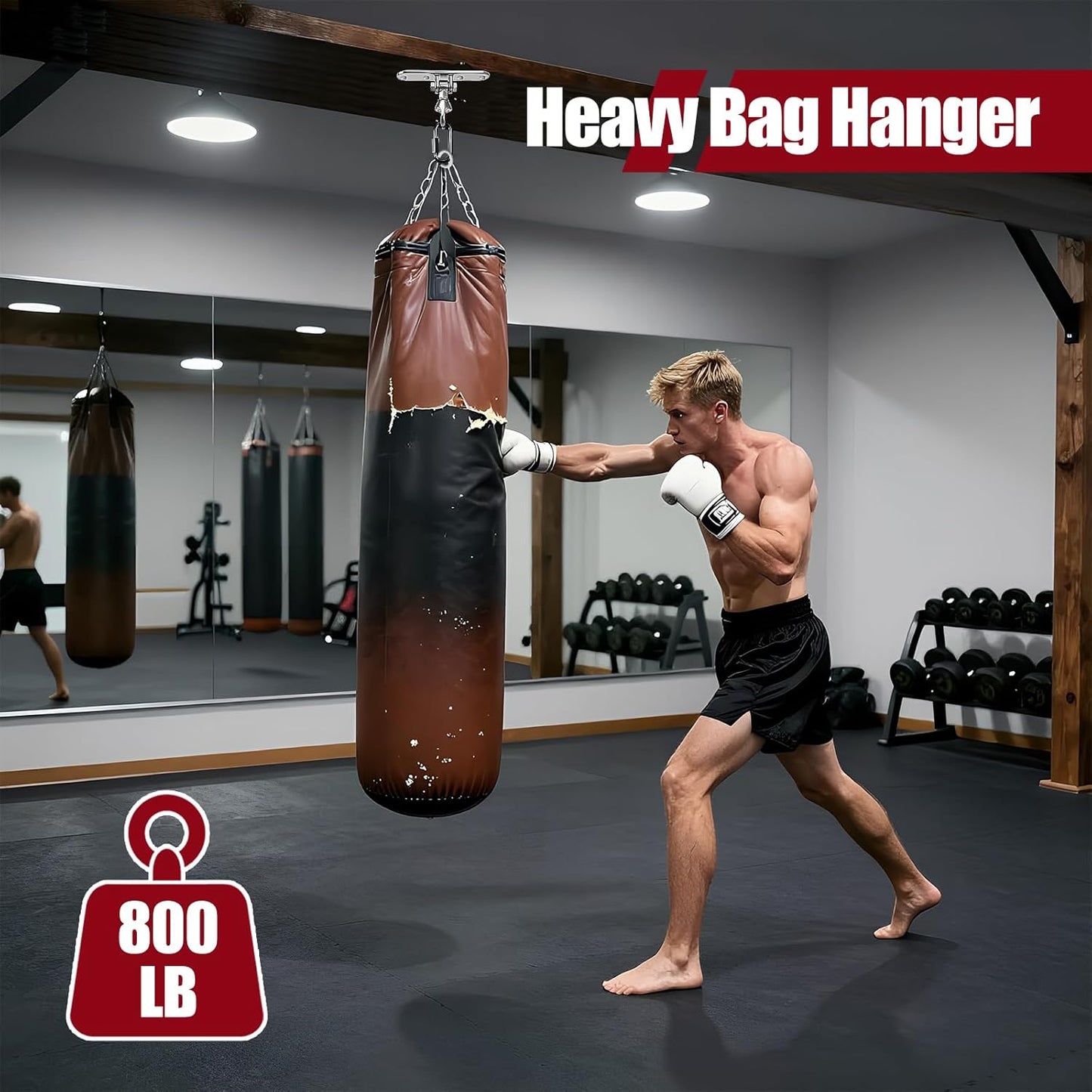 Heavy Bag Hanger,Stainless Wall Ceiling Mount Hook 180°/360° Rotation Wood Beam Holder Body Weight Strength Training Systems, Aerial Yoga Swing & Hammock