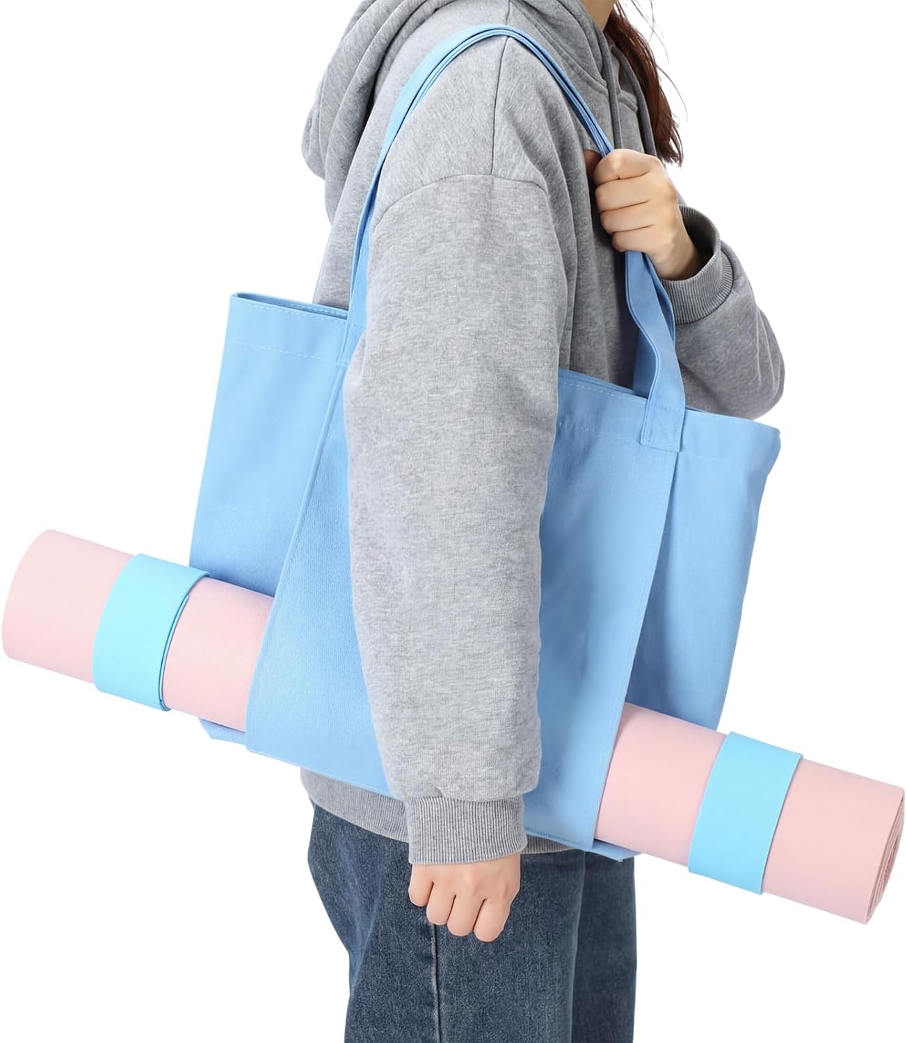 Halloscume Yoga Bag Set for Women Including Yoga Mat Tote Bag, Booty Resistance Bands, Non Slip Sports Socks Silicone Ties for Pilates Travel Workout Office Home Gym