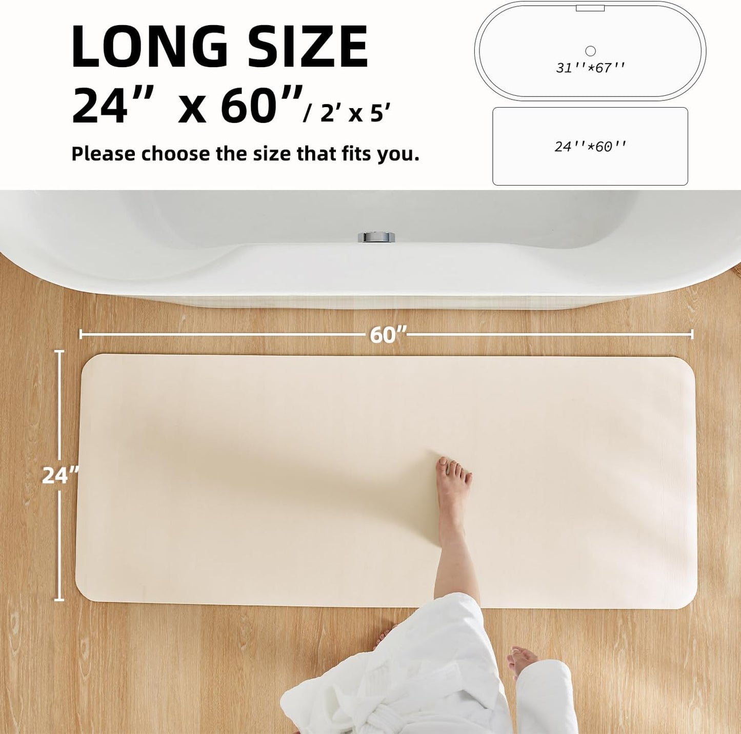 TYUU Bath Mat, Bathroom Rugs Non Slip Washable Thin Absorbent Quick Dry Bath Mat Fits Under Door Bathroom Floor Mat Perfect for Bath, Shower, or Sink 24"x36" Dark Grey