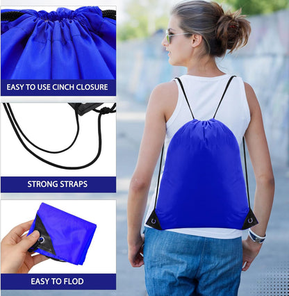 Shappy Drawstring Backpack Bulk Sports Gym Cinch Bag Polyester String Bag for Men Women(10 Colors,100 Pcs)
