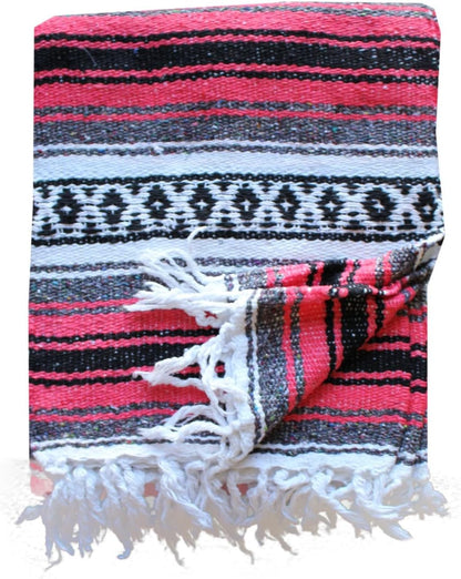 Del Mex Classic Mexican Blanket, Large Authentic Woven Falsa Throw (70"x50"), Artisan Southwest Décor for Beach, Yoga, Outdoors (Lavender)