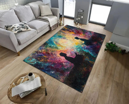Chakra Round Area Rug, Non-Slip Meditation & Yoga Carpet for Living Room, Meditation Round Area Rugs, Modern Circular Bedroom Rug 57