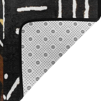 Contemporary African Mud Cloth Print 5 Super Soft Flannel Area Rug - Multi-Use Floor Mat for Bedroom, Yoga Corner & Play Spaces