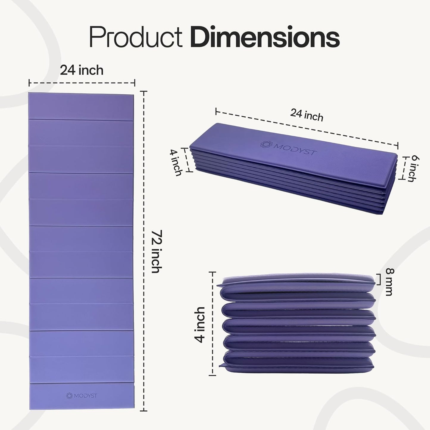 Folding Yoga Mat, TPE Folding Yoga Mat, Foldable Exercise Mat for Yoga, Pilates, Floor Workouts, Compact Design, Travel Friendly, Ideal for Home & Gym, Knee pad, Kneeling pad, No Roll Mat