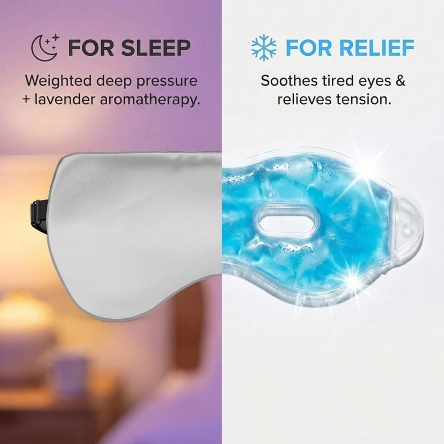 ASUTRA Silk Eye Pillow for Sleep, Purple - Filled w/Lavender Buds & Flax Seeds, Weighted Eye Mask, Meditation & Light Blocking Blindfold, Cooling Gel Mask Included