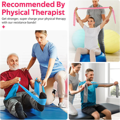 RENRANRING Resistance Bands for Working Out, Exercise Bands for Physical Therapy, Stretch, Recovery, Pilates, Rehab, Strength Training and Yoga Starter Set