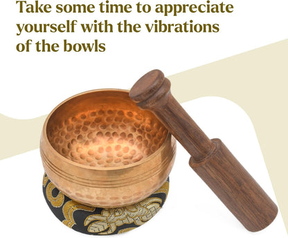 Tibetan Singing Bowl Set - Authentic Cuencos Tibetanos for Sound Healing, Meditation & Chakra Balancing - Includes Cushion, Mallet-Unique Spiritual Gifts for Women and Men (7 Chakra Hand Hammered Set)