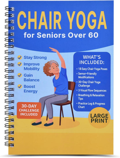 Chair Yoga for Seniors Over 60 Book & Chart – 30-Day Challenge, Gentle Seated Yoga Guide, Chair Yoga for Weight Loss & Flexibility, Senior Chair Exercises for Women & Men，Top Choice for Family Gifts (Purple)