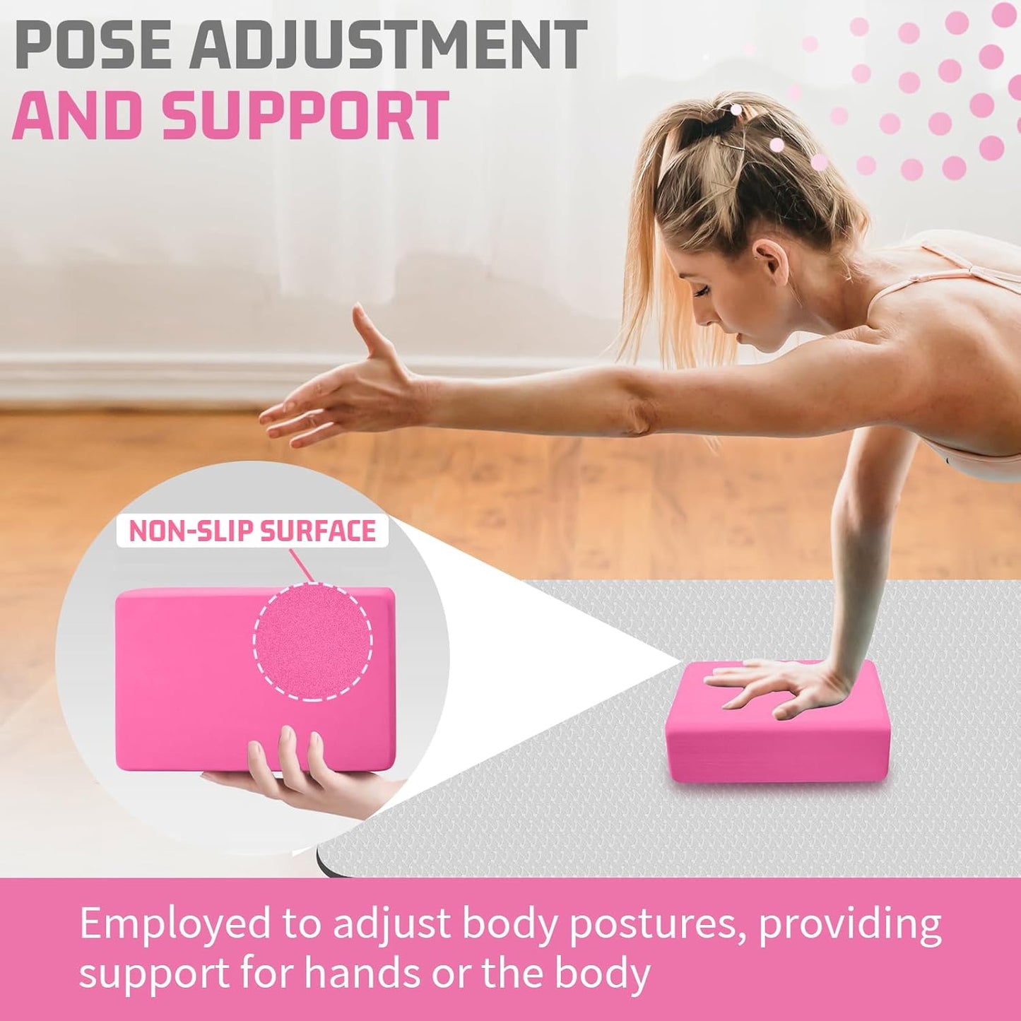 Yoga Blocks 2 Pack 3x6x9IN Foam Block Supportive Latex-Free with Rounded Edges, Non-Slip Exercise Blocks for Pilates, Meditation, Balance, Stretching and Deep Poses