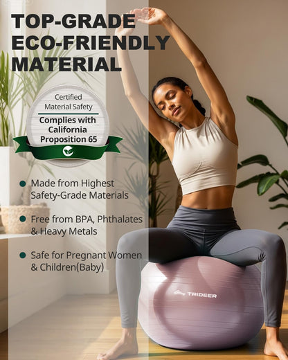 Trideer Exercise Ball Yoga Ball,Office Seating & Balance Ball Chair, Stability Ball for Pilates, Physical Therapy,Core Training & Balance Improvement & Stretching