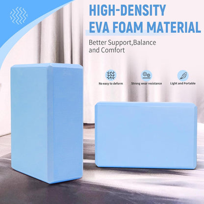 Yoga Blocks 2 Pack, 9"x6"x3" High-Density EVA Foam Yoga Block, Non-Slip Yoga Blocks for Yoga, Pilates Meditation, Stretching and Toning, Supportive, Latex-Free