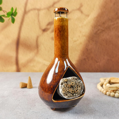 MOUGIGI Handcrafted Palo Santo Holder Ceramic Incense Burner - Compact Size for Meditation Space - Burn Palo Santo Sticks and Cones Safely - Sage Aromatherapy Decor