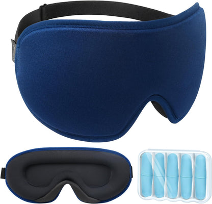 LYSIAN 3D Sleep Mask for Side Sleepers, Blackout Eye Mask with No Pressure on Eyes, Adjustable Comfortable Blindfold with 5 Pairs of Ear Plugs for Sleeping, Travel, Nap, Purple