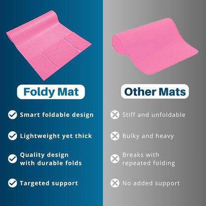 Foldable Yoga Mat Thick, in 6 Combinations; Greater Support and Protection for Joints, Body Alignment System, and Sections for Hands and Feet. Non-slip texture and water-resistant