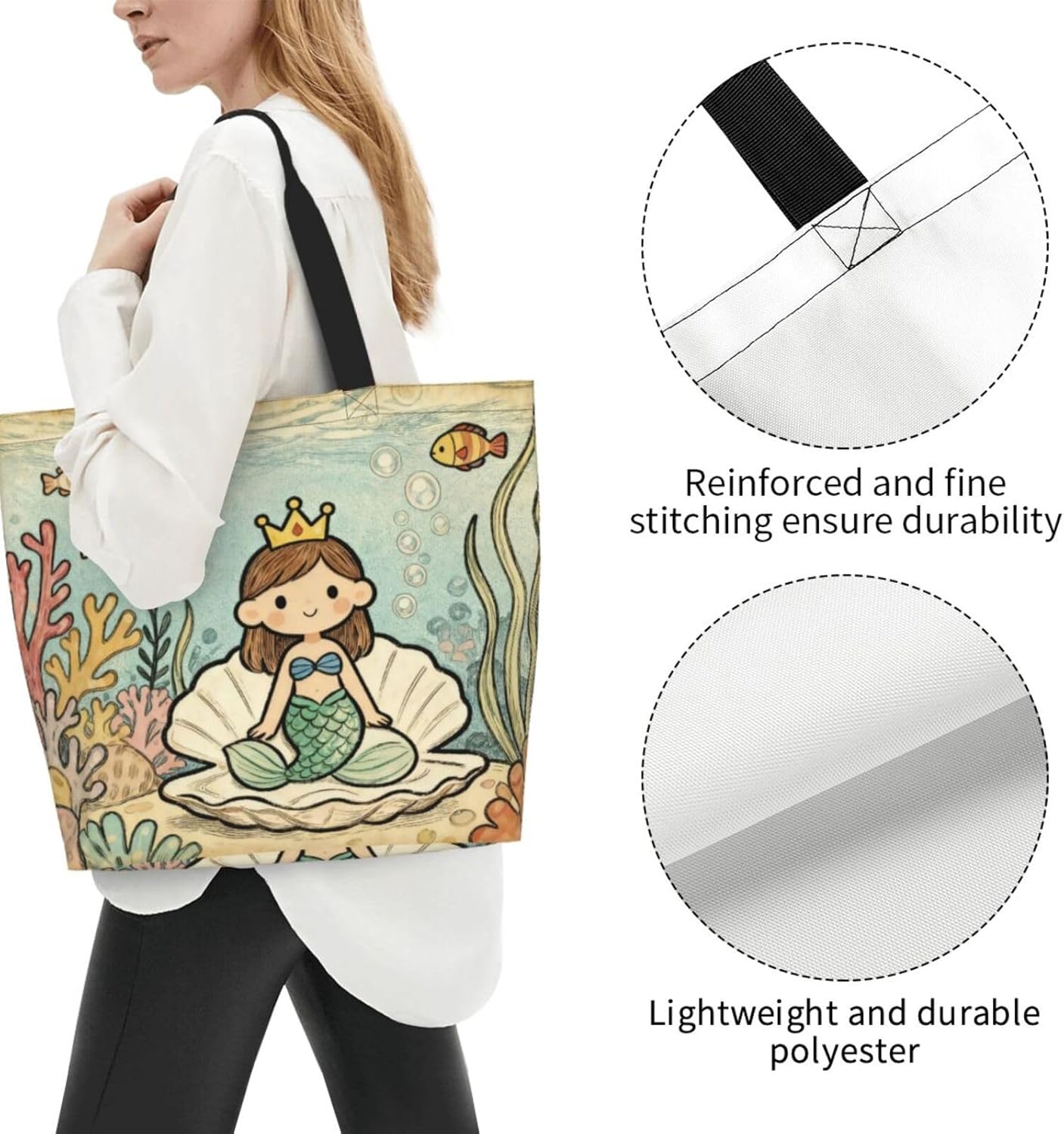 Tote Shoulder Bag Large Durable Reusable Eco-friendly Handbag Lightweight Stylish for Daily Use-19.7x15.7x5.9 Inch - Colors B