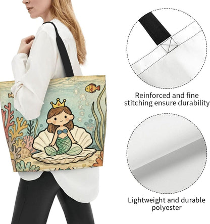 Tote Shoulder Bag Large Durable Reusable Eco-friendly Handbag Lightweight Stylish for Daily Use-19.7x15.7x5.9 Inch - Colors B