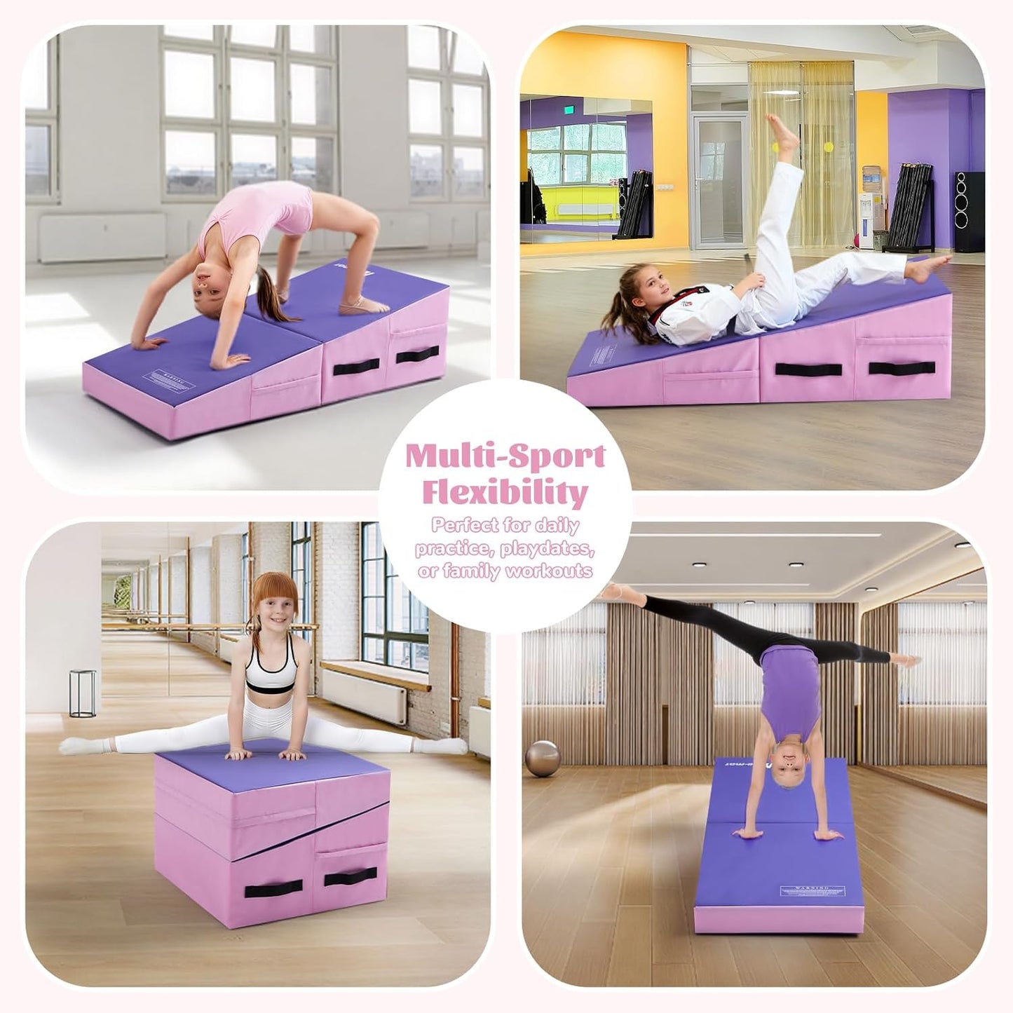 Gymnastics Cheese Mat Incline Wedge Mat, Folding Gymnastics Mat for Kids Tumbling, Indoor/Outdoor Skill Shape Training & Exercise equipment Home Gym Yoga