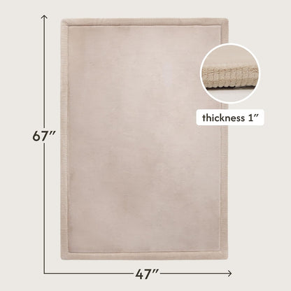 Hakuna Matte CloudSoft Mat for Floor 60" x 80" Beige – Coral Velvet Memory Foam Rug – Non-Slip, Water-Resistant