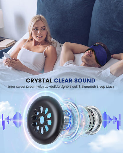 LC-dolida Sleep Headphones, 3D Sleep Mask Bluetooth Wireless Music Eye Mask, Sleeping Headphones for Side Sleepers Sleep Mask with Bluetooth Headphones Ultra-Thin Stereo Speakers Perfect for Sleeping