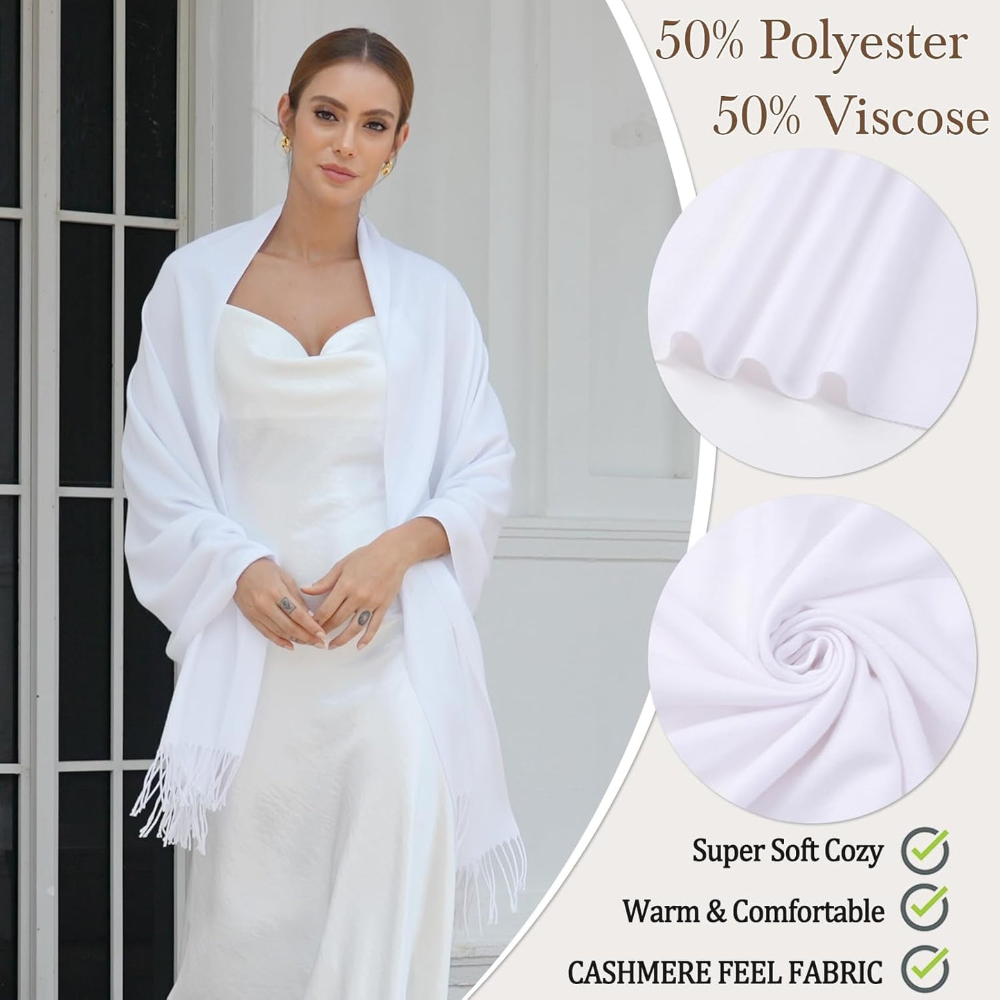 Pashmina Scarf and Shawl - Soft Women Pashminas Wrap for Wedding Evening Party dresses