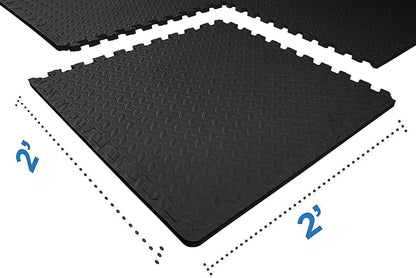 BalanceFrom Puzzle Exercise Mat 1" Thick, EVA Interlocking Foam Floor Tiles for Home Gym, Mat for Home Workout Equipment, Floor Padding for Kids, Black, 24 in x 24 in x 1 in, 24 Sq Ft - 6 Tiles