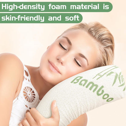 Bucherry 3 Pack Cervical Neck Roll Memory Foam Pillow Cylinder Bolster Pillow for Bed Round Neck Support with Removable Washable Cover for Sleeping Travel Yoga Legs Back Lumbar(18 x 4 Inches)