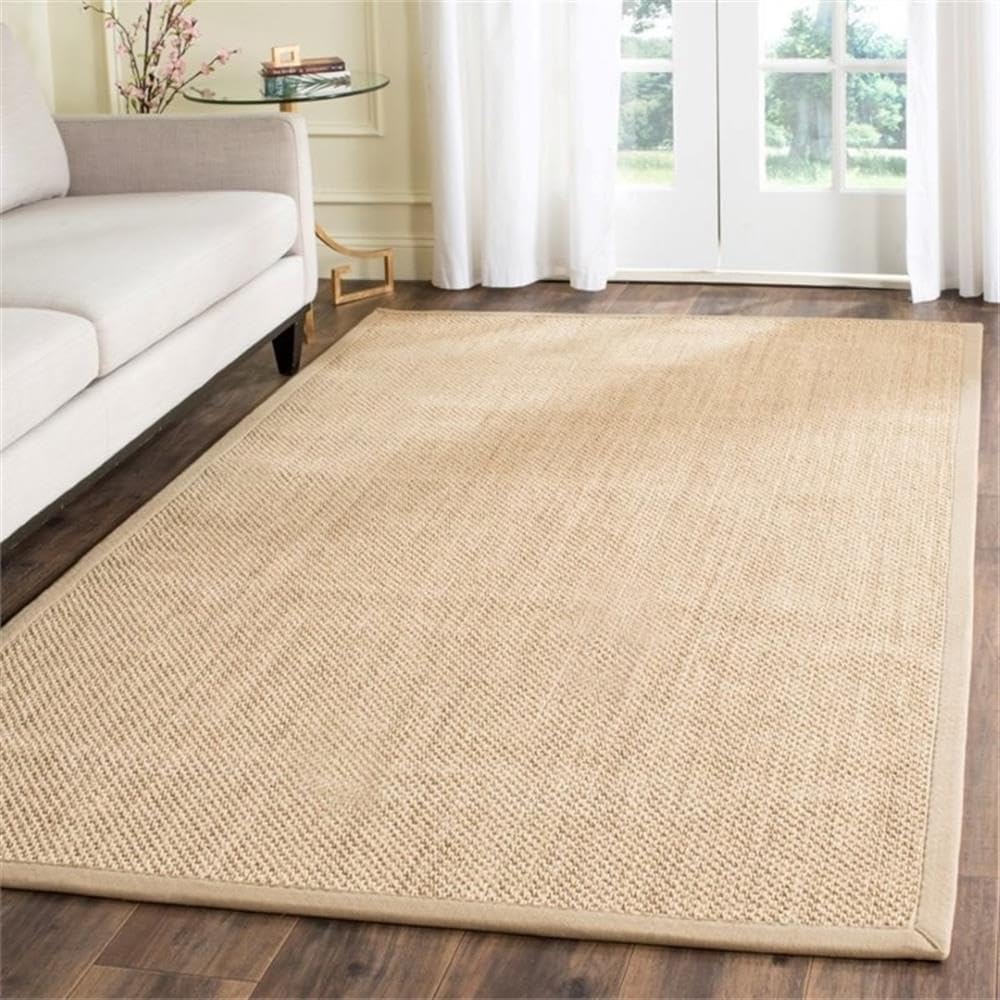 SAFAVIEH Area Rug 11x15 - Natural Fiber Collection - Large - Maize & Linen Color, Sisal, Woven Design with Border (NF141B) - Colors A