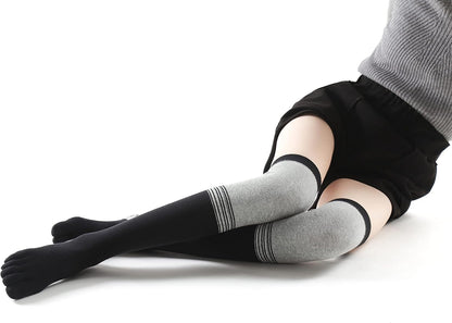 Verdancy Yoga Pilates Toe Socks - Toeless With Grips for Women, Non-Slip Cushioned Over Knee Thigh High