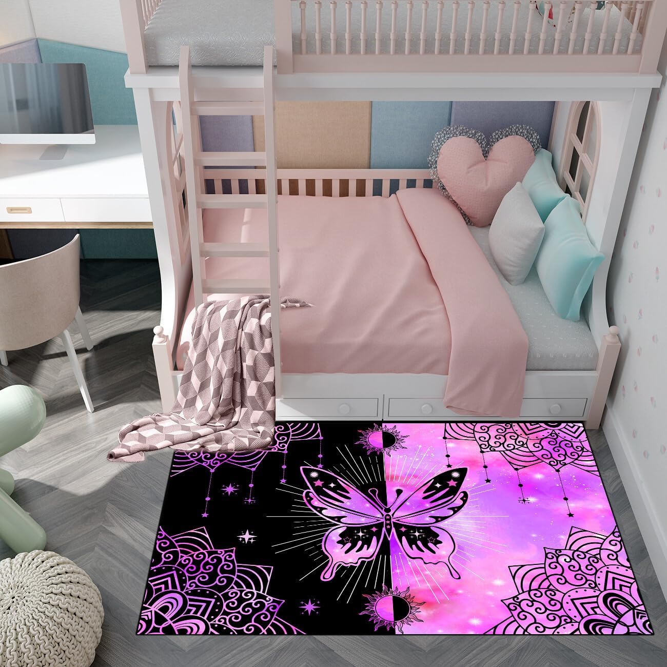 Black Girl Area Rug for Bedroom African Black Girls Floor Rugs for Living Room Playroom Cartoon Art Home Decor Soft Yoga Mats for Women Afro Purple 47" x 31" (2.7 x 3 Feet)