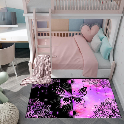 Black Girl Area Rug for Bedroom African Black Girls Floor Rugs for Living Room Playroom Cartoon Art Home Decor Soft Yoga Mats for Women Afro Purple 47" x 31" (2.7 x 3 Feet)