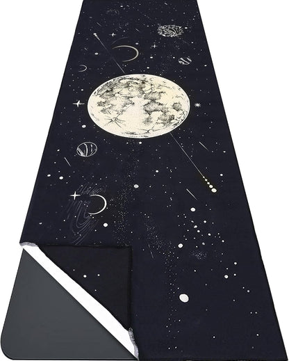 Yoga Mat Towel with Corner Pockets - Microfiber Yoga Towels for Hot Yoga Non Slip Moisture Wicking Sweat Absorbent, Tree of Life Yoga Towel Easy for Travel, Use in Hot Yoga,Bikram,Pilates and Fitness