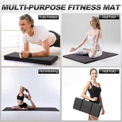 Nuanchu 3 Packs Foldable Yoga Mat Yoga Gift Non-slip Fitness Pilates Mats 6mm Thick with Strap Poe Material 69 x 24 x 0.24" Lightweight Multi-purpose Workout Mats for Exercise Home Travel