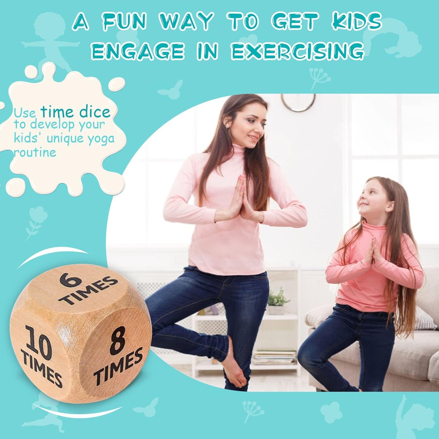 Garybank Yoga Dice in Wooden Gift Box with Practice Guide, 8 Workout Exercise Dice, Tons of Possible Combinations, Yoga Accessories Gifts for Beginners Women, Mindfulness Meditation Gifts,Fitness Dice
