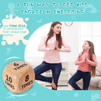 Garybank Yoga Dice in Wooden Gift Box with Practice Guide, 8 Workout Exercise Dice, Tons of Possible Combinations, Yoga Accessories Gifts for Beginners Women, Mindfulness Meditation Gifts,Fitness Dice
