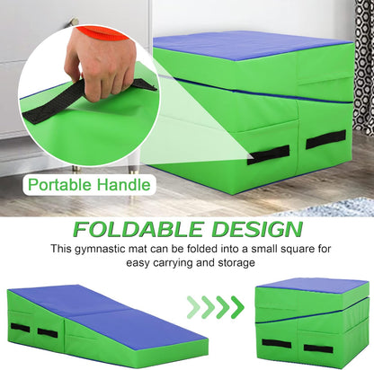 PayLessHere Gymnastics Tumbling Mats Incline Tumbling Mat Folding Gymnastic Tumbling Mat 48"x24"/34"x24" lnch Indoor/Outdoor Exercise Mat Home Gym Yoga Mat with Handle